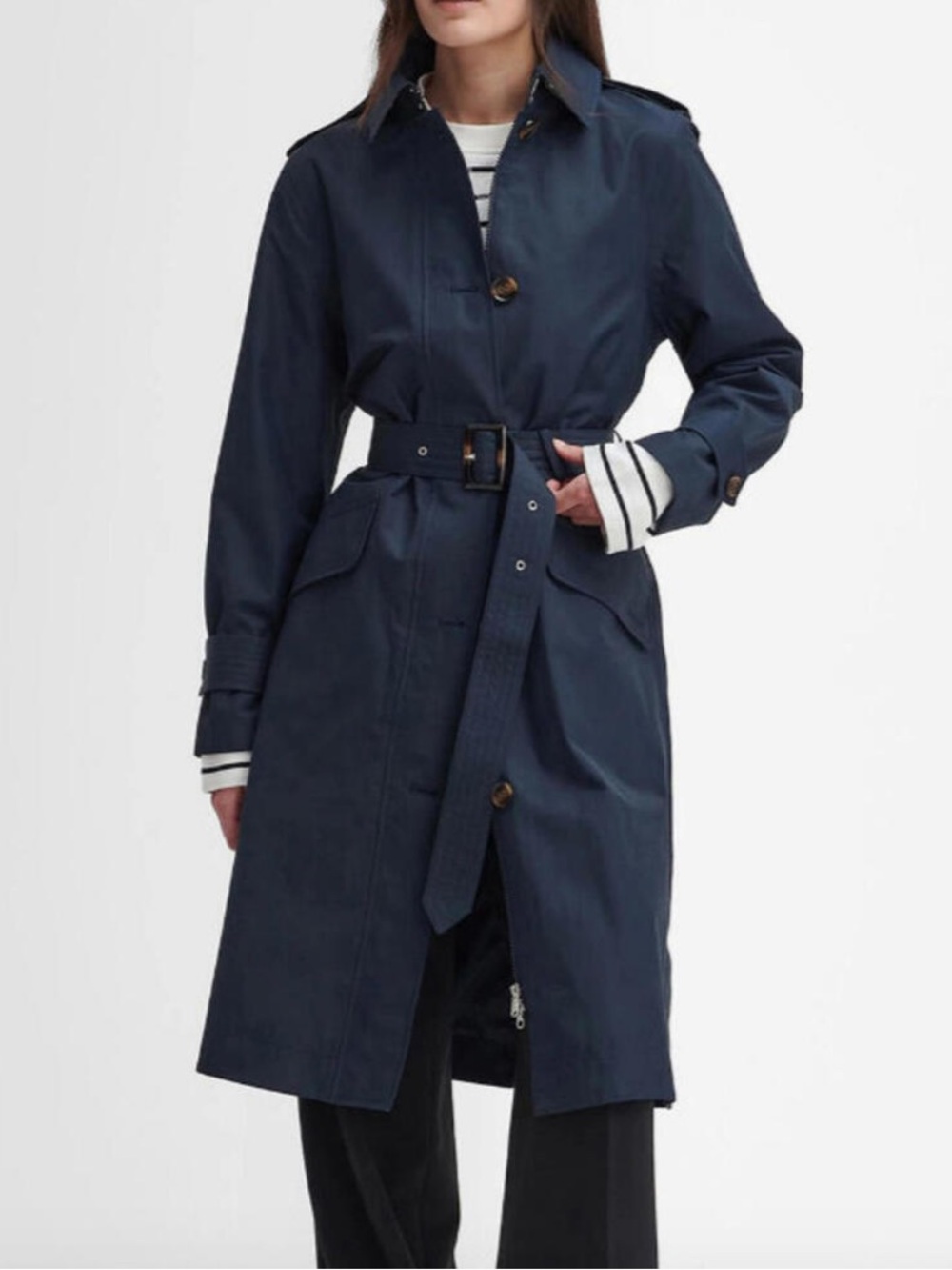 NEW, BARBOUR Camilla Waterproof Trench Coat in Navy Size 6